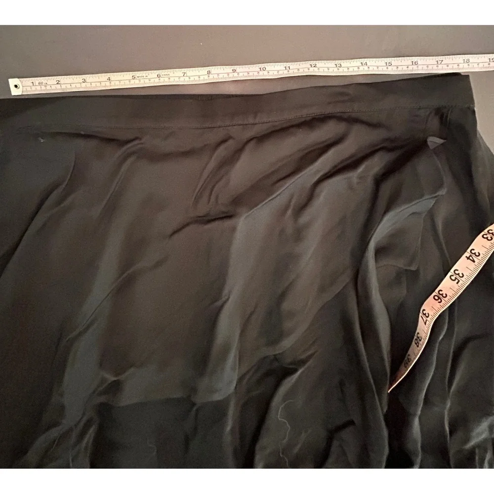 NWT Chloe Kristyn Black Ruffle Midi Skirt Satin Wrap Style Plus Size 1X New - Picture 4 of 6